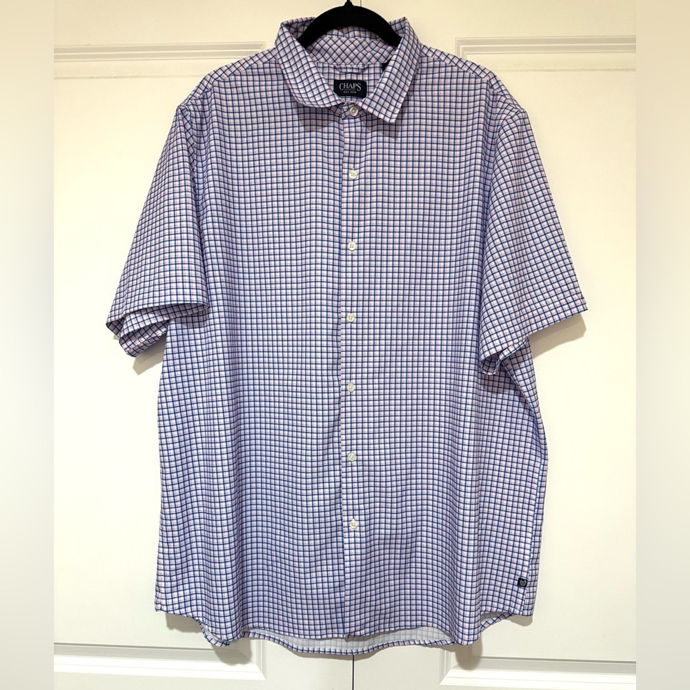 Chaps Men's White and Blue Plaid Shirt sz XXL NWOT